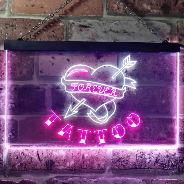 ADVPRO Tattoo Forever Heart Love Illuminated Dual Color LED Neon Sign st6-i0702 - White & Purple