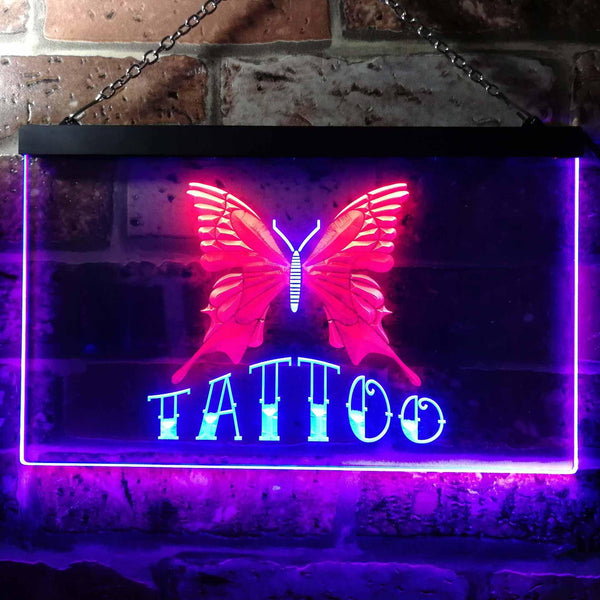 ADVPRO Tattoo Butterfly Art Illuminated Dual Color LED Neon Sign st6-i0704 - Blue & Red