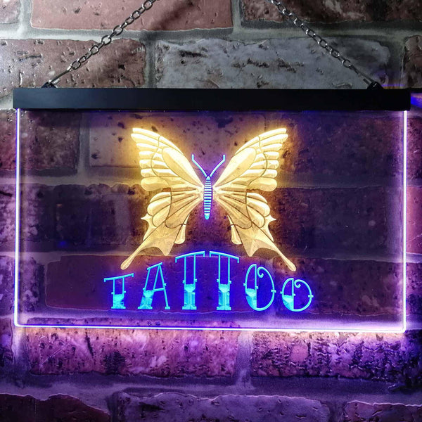 ADVPRO Tattoo Butterfly Art Illuminated Dual Color LED Neon Sign st6-i0704 - Blue & Yellow