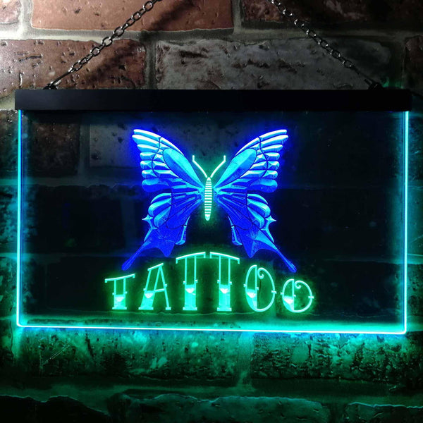 ADVPRO Tattoo Butterfly Art Illuminated Dual Color LED Neon Sign st6-i0704 - Green & Blue