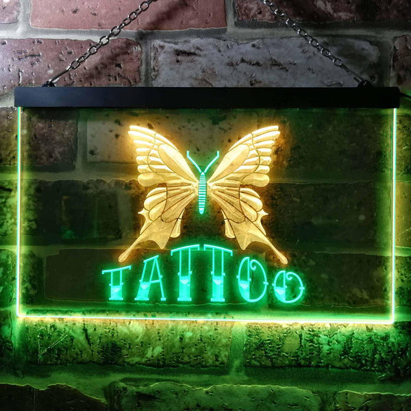 ADVPRO Tattoo Butterfly Art Illuminated Dual Color LED Neon Sign st6-i0704 - Green & Yellow