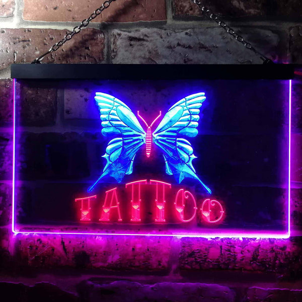ADVPRO Tattoo Butterfly Art Illuminated Dual Color LED Neon Sign st6-i0704 - Red & Blue