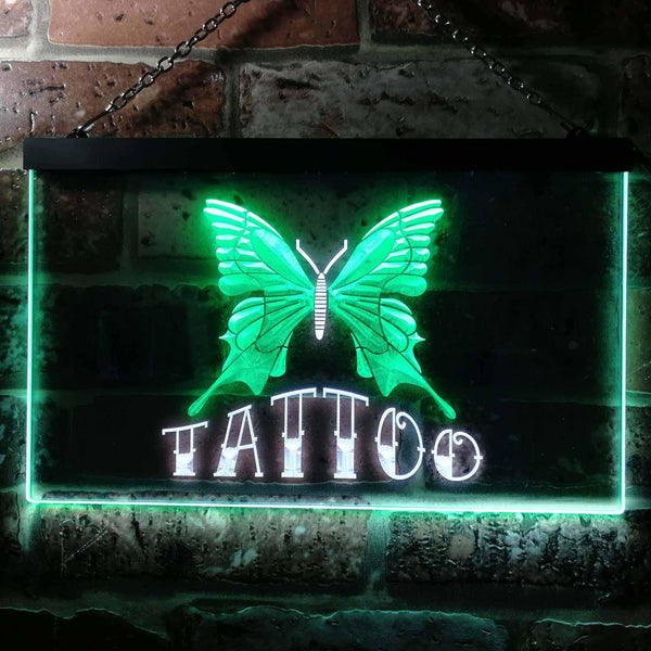 ADVPRO Tattoo Butterfly Art Illuminated Dual Color LED Neon Sign st6-i0704 - White & Green