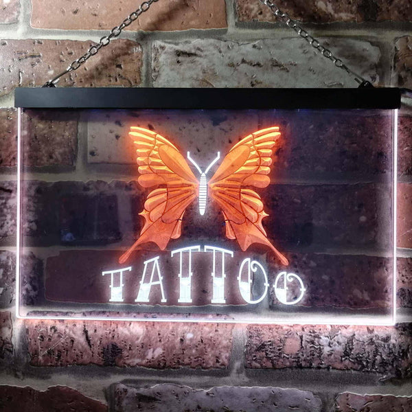 ADVPRO Tattoo Butterfly Art Illuminated Dual Color LED Neon Sign st6-i0704 - White & Orange