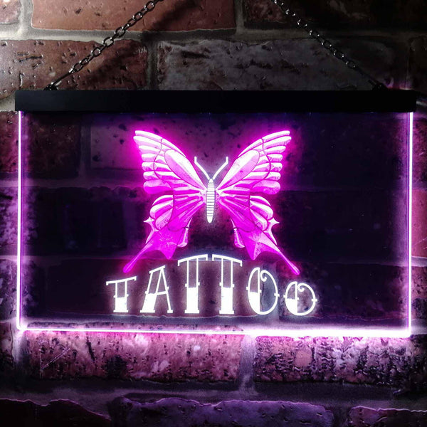 ADVPRO Tattoo Butterfly Art Illuminated Dual Color LED Neon Sign st6-i0704 - White & Purple