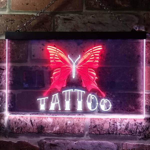 ADVPRO Tattoo Butterfly Art Illuminated Dual Color LED Neon Sign st6-i0704 - White & Red