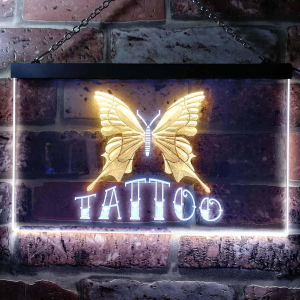 ADVPRO Tattoo Butterfly Art Illuminated Dual Color LED Neon Sign st6-i0704 - White & Yellow
