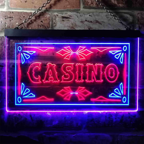 ADVPRO Casino Beer Pub Games Poker Bar Illuminated Dual Color LED Neon Sign st6-i0708 - Blue & Red