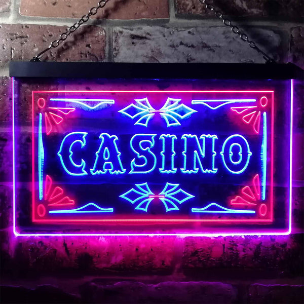 ADVPRO Casino Beer Pub Games Poker Bar Illuminated Dual Color LED Neon Sign st6-i0708 - Red & Blue