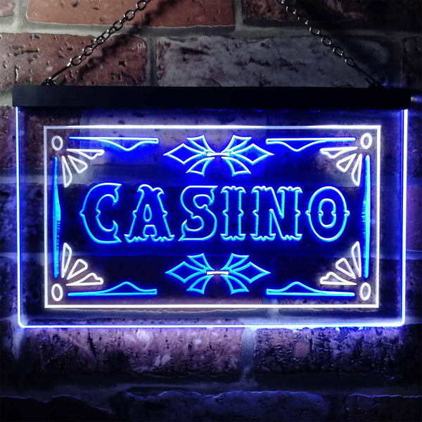 ADVPRO Casino Beer Pub Games Poker Bar Illuminated Dual Color LED Neon Sign st6-i0708 - White & Blue