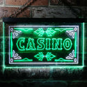 ADVPRO Casino Beer Pub Games Poker Bar Illuminated Dual Color LED Neon Sign st6-i0708 - White & Green