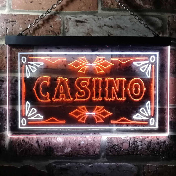 ADVPRO Casino Beer Pub Games Poker Bar Illuminated Dual Color LED Neon Sign st6-i0708 - White & Orange