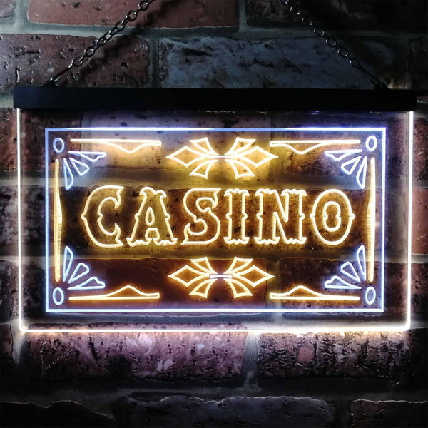 ADVPRO Casino Beer Pub Games Poker Bar Illuminated Dual Color LED Neon Sign st6-i0708 - White & Yellow