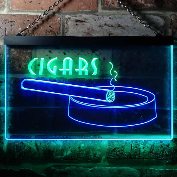 ADVPRO Cigars Holder VIP Room Lover Gifts Dual Color LED Neon Sign st6-i0715 - Green & Blue