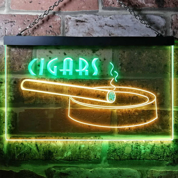 ADVPRO Cigars Holder VIP Room Lover Gifts Dual Color LED Neon Sign st6-i0715 - Green & Yellow
