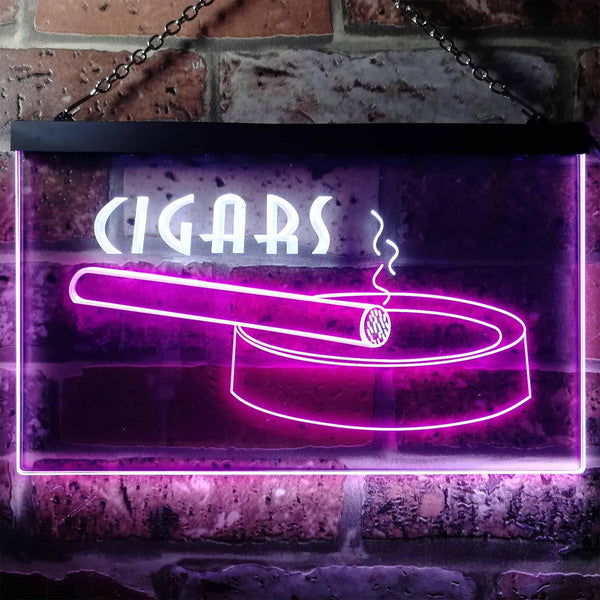 ADVPRO Cigars Holder VIP Room Lover Gifts Dual Color LED Neon Sign st6-i0715 - White & Purple