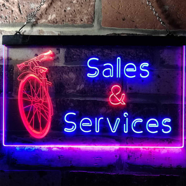 ADVPRO Bicycle Sales Services Display Shop Dual Color LED Neon Sign st6-i0727 - Blue & Red