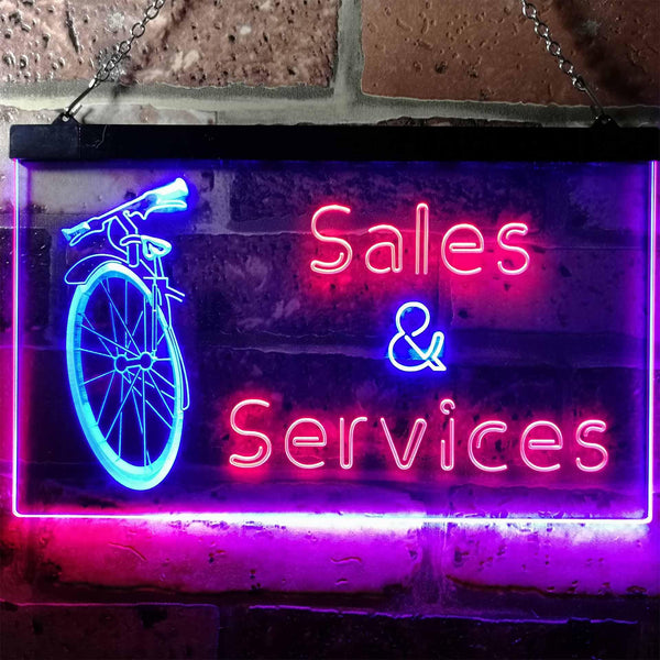 ADVPRO Bicycle Sales Services Display Shop Dual Color LED Neon Sign st6-i0727 - Red & Blue