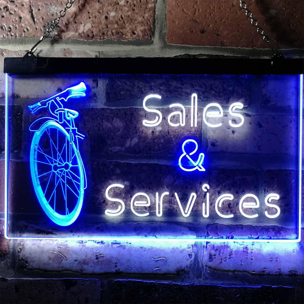 ADVPRO Bicycle Sales Services Display Shop Dual Color LED Neon Sign st6-i0727 - White & Blue