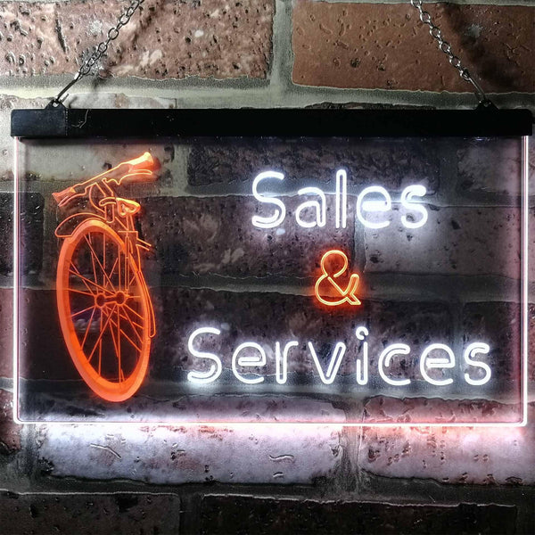 ADVPRO Bicycle Sales Services Display Shop Dual Color LED Neon Sign st6-i0727 - White & Orange