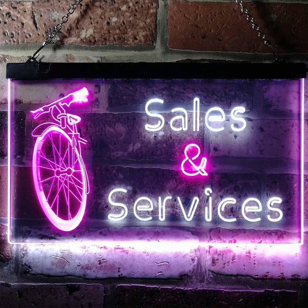 ADVPRO Bicycle Sales Services Display Shop Dual Color LED Neon Sign st6-i0727 - White & Purple