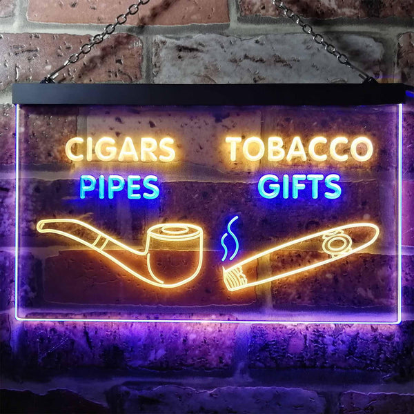 ADVPRO Cigar Pipes Tobacco Gifts Shop Dual Color LED Neon Sign st6-i0732 - Blue & Yellow
