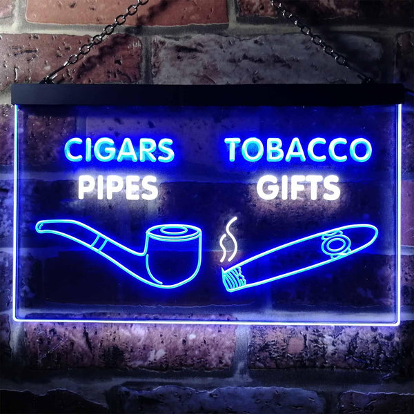 ADVPRO Cigar Pipes Tobacco Gifts Shop Dual Color LED Neon Sign st6-i0732 - White & Blue