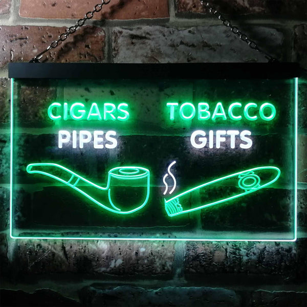 ADVPRO Cigar Pipes Tobacco Gifts Shop Dual Color LED Neon Sign st6-i0732 - White & Green