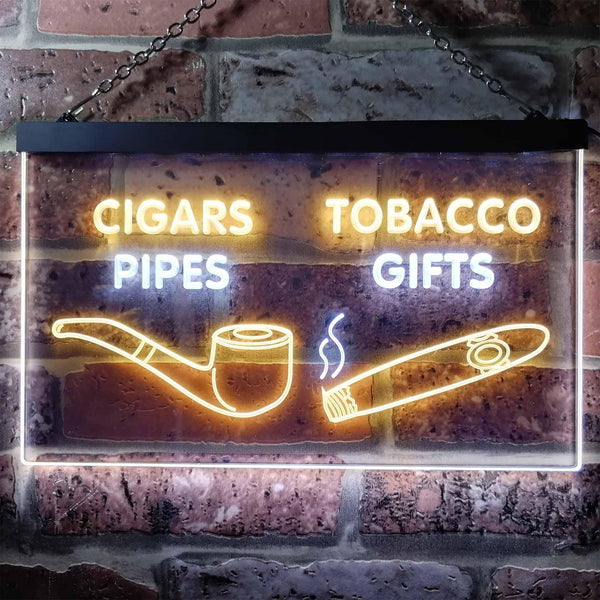 ADVPRO Cigar Pipes Tobacco Gifts Shop Dual Color LED Neon Sign st6-i0732 - White & Yellow