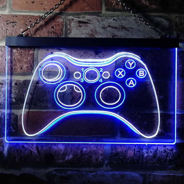 ADVPRO Game Controller Console Bar Room Illuminated Dual Color LED Neon Sign st6-i0733 - White & Blue
