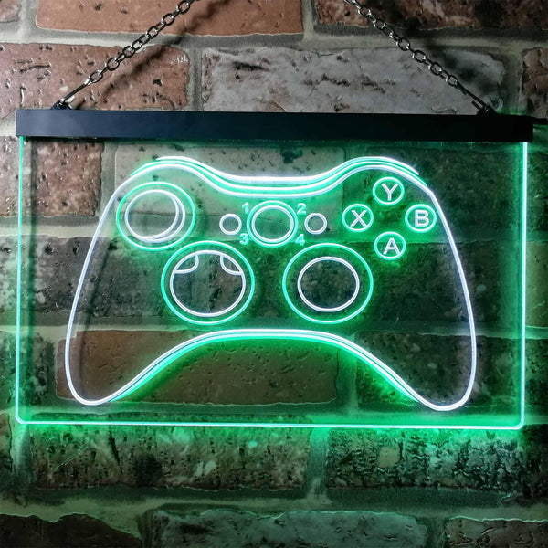 ADVPRO Game Controller Console Bar Room Illuminated Dual Color LED Neon Sign st6-i0733 - White & Green