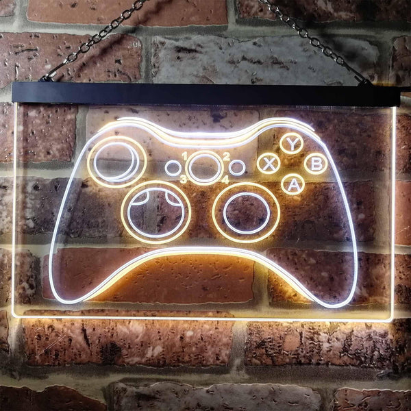 ADVPRO Game Controller Console Bar Room Illuminated Dual Color LED Neon Sign st6-i0733 - White & Yellow