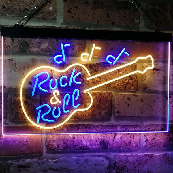 ADVPRO Guitar Rock & Roll Music Band Room Note Dual Color LED Neon Sign st6-i0763 - Blue & Yellow