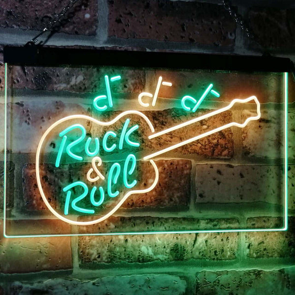 ADVPRO Guitar Rock & Roll Music Band Room Note Dual Color LED Neon Sign st6-i0763 - Green & Yellow