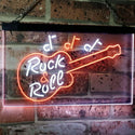ADVPRO Guitar Rock & Roll Music Band Room Note Dual Color LED Neon Sign st6-i0763 - White & Orange