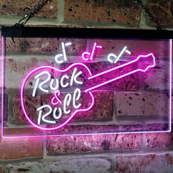 ADVPRO Guitar Rock & Roll Music Band Room Note Dual Color LED Neon Sign st6-i0763 - White & Purple