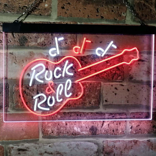 ADVPRO Guitar Rock & Roll Music Band Room Note Dual Color LED Neon Sign st6-i0763 - White & Red