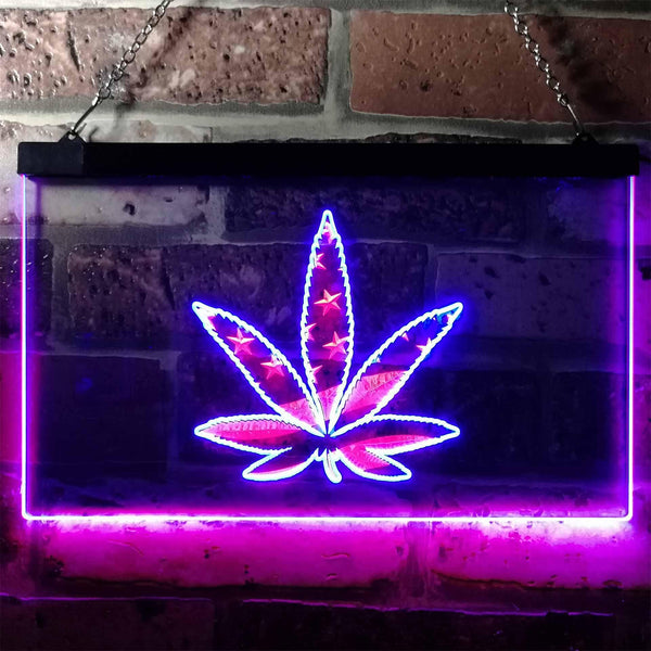 ADVPRO Marijuana Hemp Leaf High Life US Flag Dual Color LED Neon Sign st6-i0768 - Red & Blue