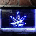 ADVPRO Marijuana Hemp Leaf High Life US Flag Dual Color LED Neon Sign st6-i0768 - White & Blue