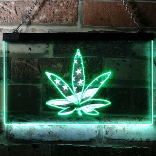 ADVPRO Marijuana Hemp Leaf High Life US Flag Dual Color LED Neon Sign st6-i0768 - White & Green