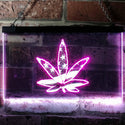 ADVPRO Marijuana Hemp Leaf High Life US Flag Dual Color LED Neon Sign st6-i0768 - White & Purple