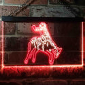 ADVPRO Western Cowboy Bull Rider Bar Illuminated Dual Color LED Neon Sign st6-i0781 - Red & Yellow