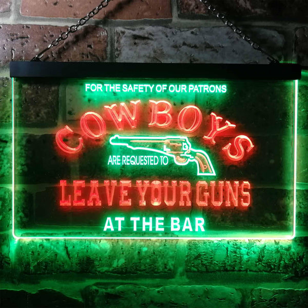 ADVPRO Cowboys Leave Guns Bar Beer Illuminated Dual Color LED Neon Sign st6-i0783 - Green & Red