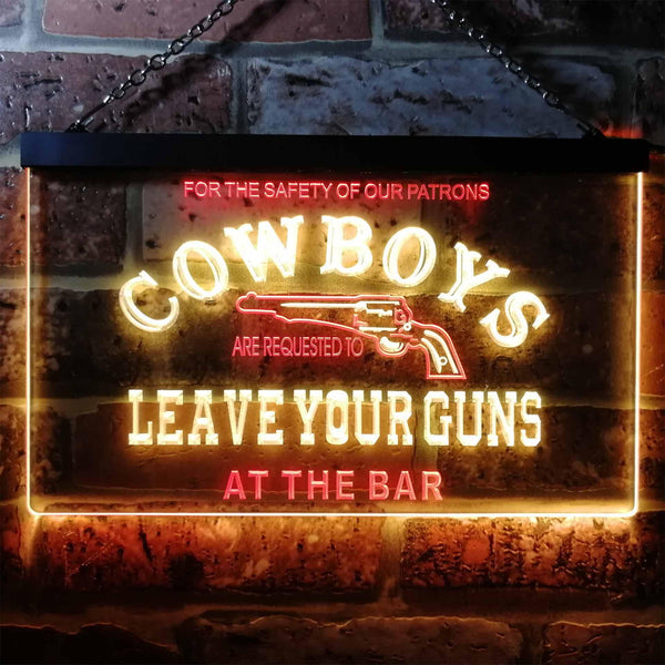 ADVPRO Cowboys Leave Guns Bar Beer Illuminated Dual Color LED Neon Sign st6-i0783 - Red & Yellow