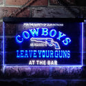 ADVPRO Cowboys Leave Guns Bar Beer Illuminated Dual Color LED Neon Sign st6-i0783 - White & Blue