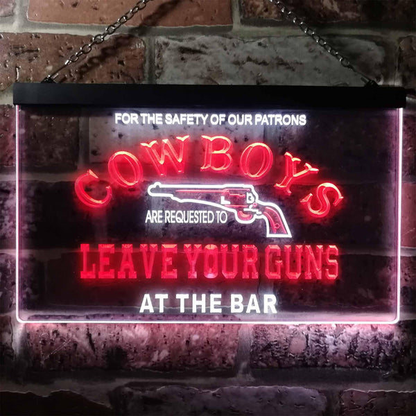 ADVPRO Cowboys Leave Guns Bar Beer Illuminated Dual Color LED Neon Sign st6-i0783 - White & Red