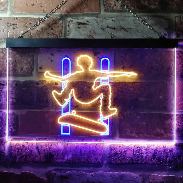 ADVPRO Skateboard Jump Game Room Illuminated Dual Color LED Neon Sign st6-i0794 - Blue & Yellow