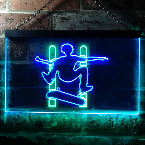 ADVPRO Skateboard Jump Game Room Illuminated Dual Color LED Neon Sign st6-i0794 - Green & Blue