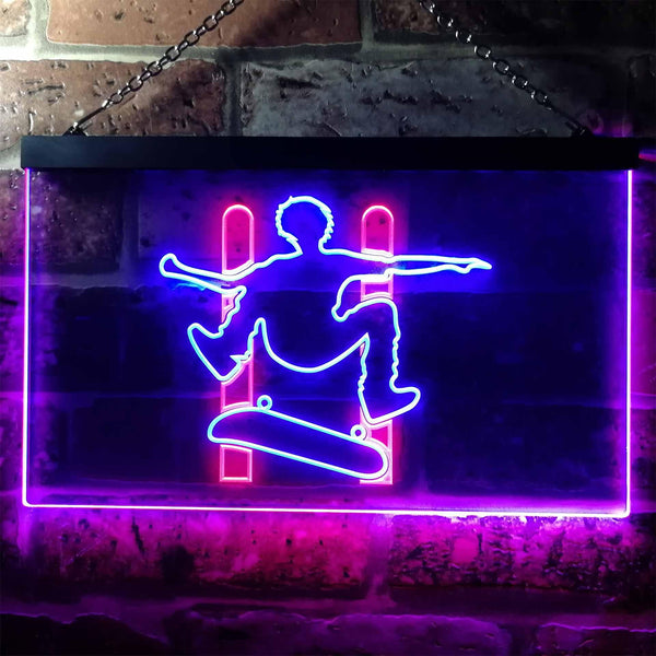 ADVPRO Skateboard Jump Game Room Illuminated Dual Color LED Neon Sign st6-i0794 - Red & Blue