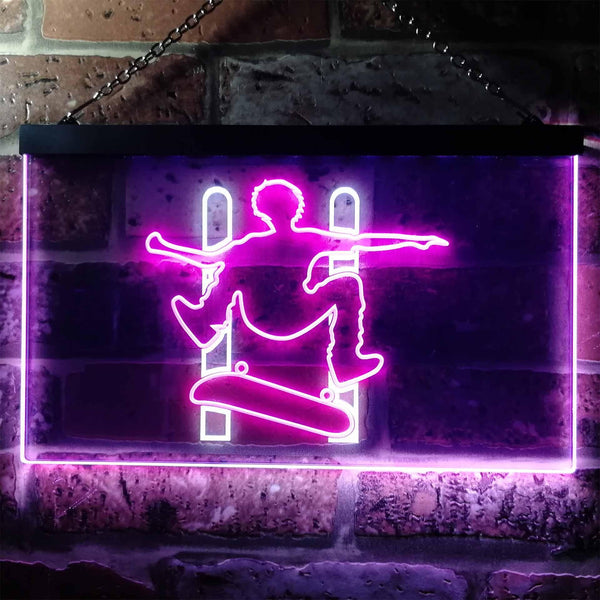 ADVPRO Skateboard Jump Game Room Illuminated Dual Color LED Neon Sign st6-i0794 - White & Purple
